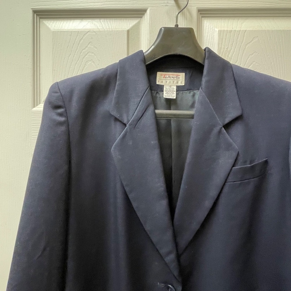 Vintage Talbots Blazer Navy Wool Coat Women's 12 Made in Japan Classic Tailored